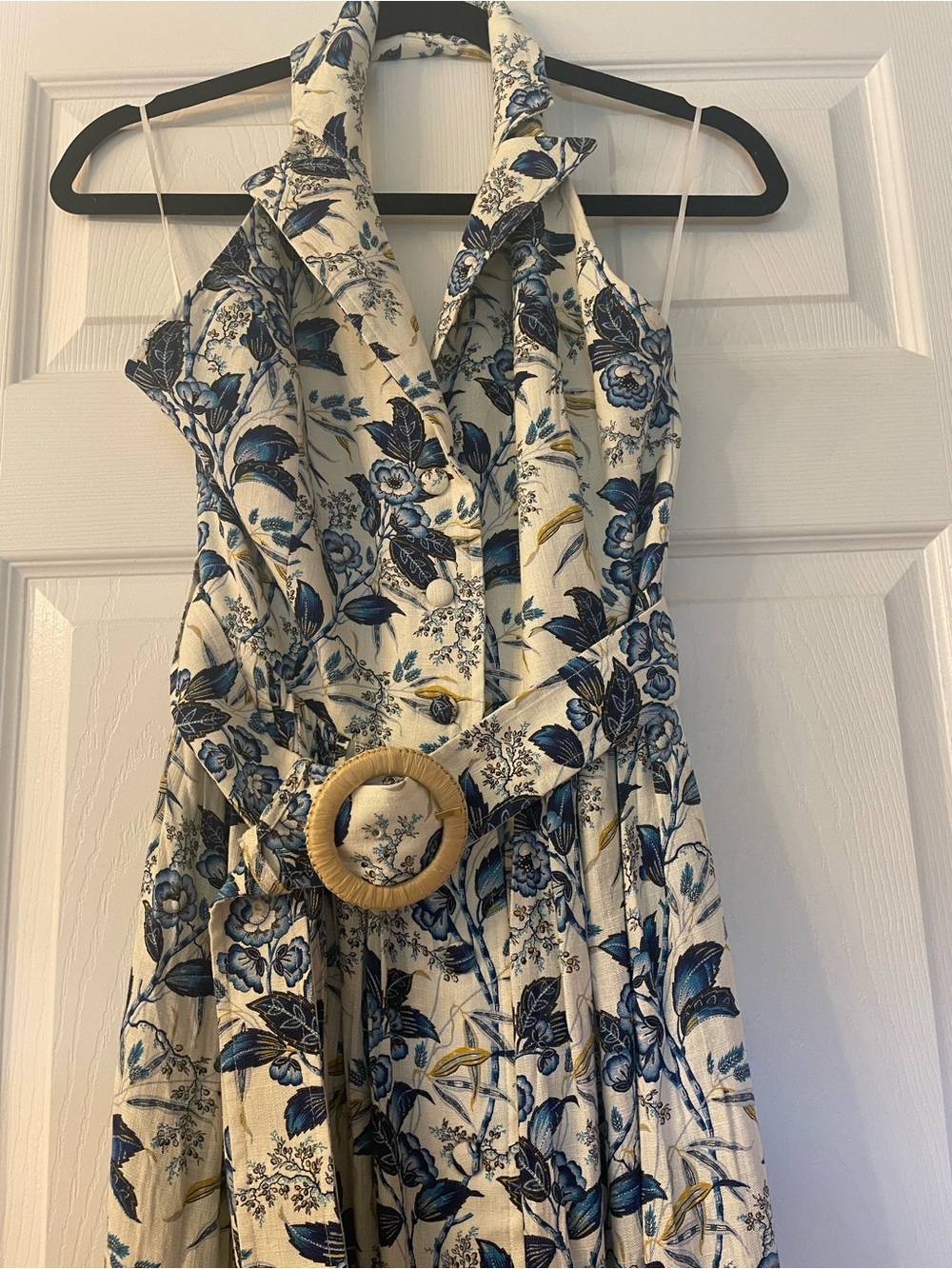 Tuckernuck Larkspur Chintz Lena Blue Linen Blend Halter Dress size 6 NWT